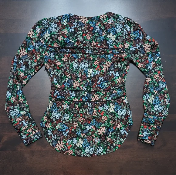 Veronica Beard Silk Ripley Ruched Boho Blouse - Picture 7 of 8